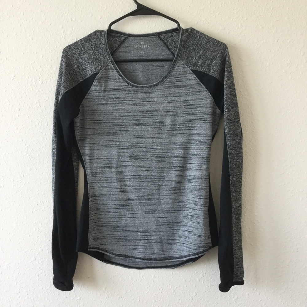 Athleta Gray and Black Long Sleeve Top